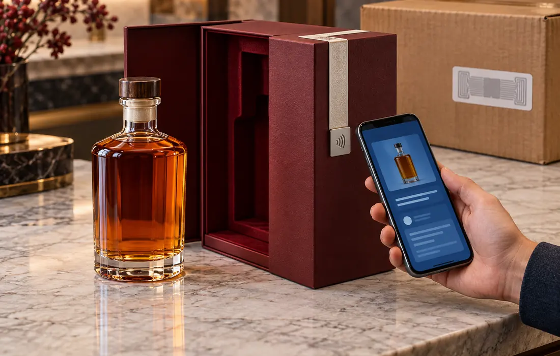 RFID+NFC酒水礼盒防伪溯源应用案例:瓶盒关联与开封查询
